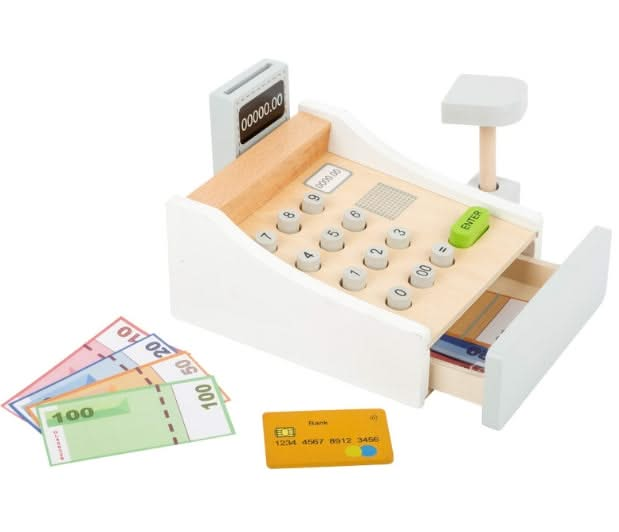 Pretend Play Cash Register, Pretend Play Cash Register,Bigjigs Shop Till with Scanner,Shop Till with Scanner,pretend play kitchen toys,kitchen toys,pretend play household,children's imaginative play ideas, Pretend Play Cash Register,Introducing the Pretend Play Cash Register, a perfect addition to your child’s play store, designed to enhance their imaginative play while teaching valuable lessons about money and prices. Crafted from durable wood, this cash register comes with all the essentials for a realist