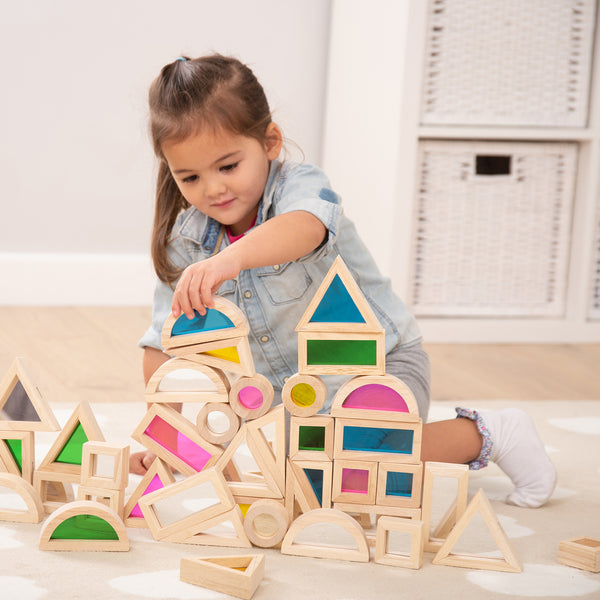 Rainbow Blocks Pack of 24, Rainbow Blocks rainbow sensory blocks,sensory toys,sensory toys for autism,Rainbow Blocks,TICKIT Rainbow Blocks,TickIT education,Morleys,HANDSONLEARNING,taskmasteronline.co.uk, Rainbow Blocks Pack of 24,The TickiT® Rainbow Block Set is a beautifully crafted set of 24 rubberwood blocks designed to captivate and inspire young learners through sensory exploration and creative play. With six different shapes and four vibrant transparent acrylic inserts, this set encourages children to