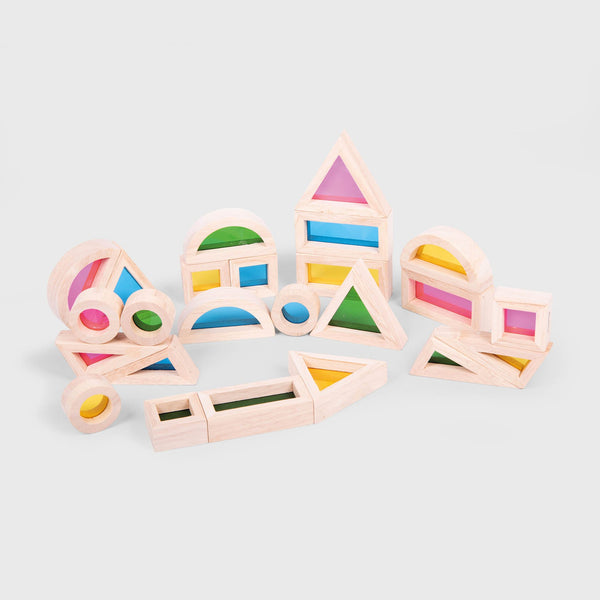 Rainbow Blocks Pack of 24, Rainbow Blocks rainbow sensory blocks,sensory toys,sensory toys for autism,Rainbow Blocks,TICKIT Rainbow Blocks,TickIT education,Morleys,HANDSONLEARNING,taskmasteronline.co.uk, Rainbow Blocks Pack of 24,The TickiT® Rainbow Block Set is a beautifully crafted set of 24 rubberwood blocks designed to captivate and inspire young learners through sensory exploration and creative play. With six different shapes and four vibrant transparent acrylic inserts, this set encouragesThe TickiT® 