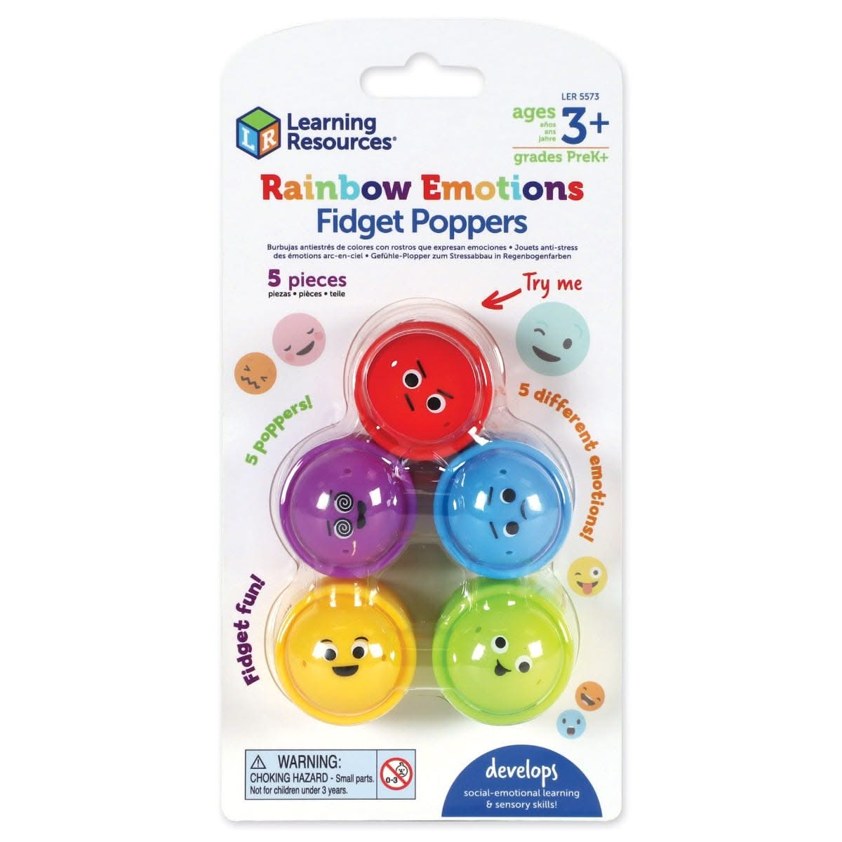 Rainbow Emotion Fidget Poppers, Rainbow Emotion Fidget Poppers,Learning Resources UK,fidget toy bubble popping popper,fidget toys, Rainbow Emotion Fidget Poppers – A Fun & Engaging Way to Explore Emotions! Help children recognise, express, and manage emotions with the Rainbow Emotion Fidget Poppers, a sensory tool designed to enhance social-emotional learning (SEL) and fine motor skills. These vibrant, emoji-style Rainbow Emotion Fidget Poppers provide a tactile and interactive way for kids to explore feeli