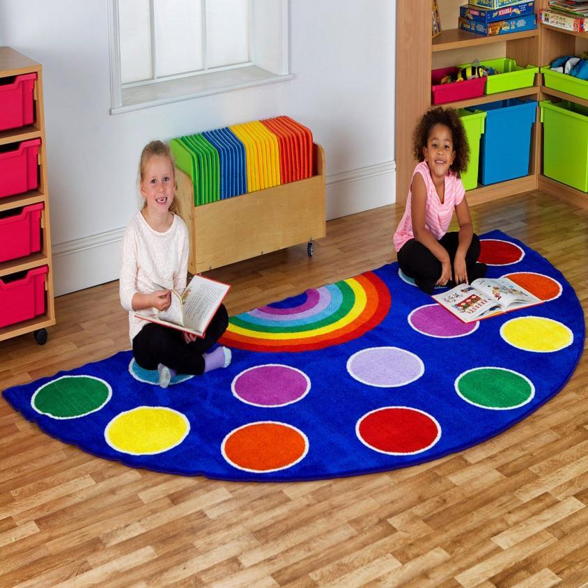 Rainbow Semi Circle Classroom Carpet, Rainbow Semi Circular Carpet,Rainbow Semi-Circle Placement Carpet,early years equipment resources,teaching resources for children, teaching material for children, Rainbow Semi Circle Classroom Carpet,This highly colourful Rainbow™ Semi-Circle Placement Carpet features 13 placement spots and 1 teacher spot making it the perfect addition to any reading area or simply as a bright new colourful addition to any classroom. This highly colourful semi-circle placement carpet fe