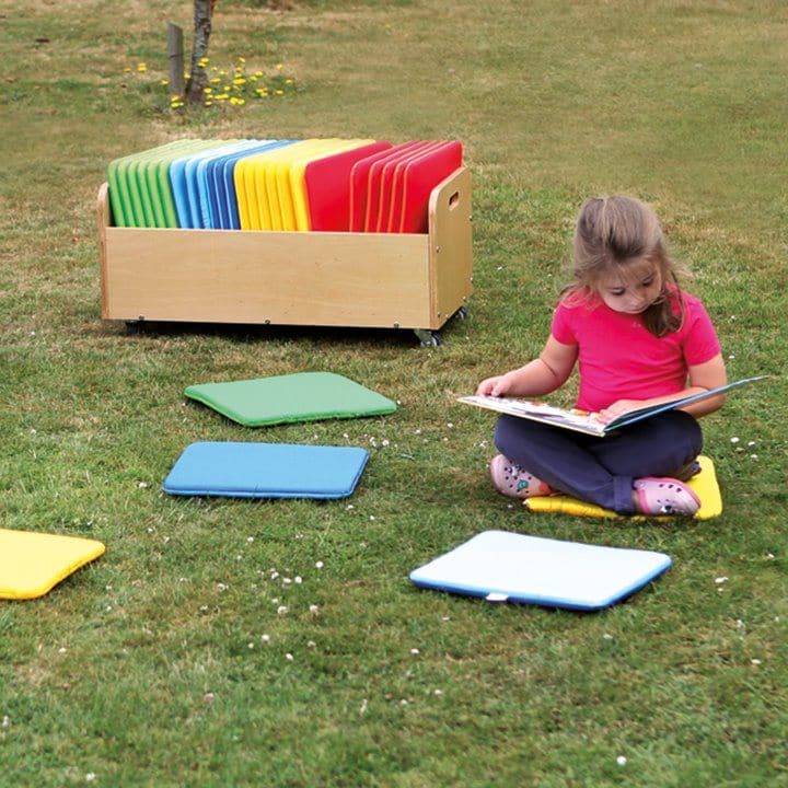 Rainbow Square Cushions and Tuf 2 Trolley Set of 32, Rainbow Square Cushions & Tuf 2 Trolley Set of 32,school furnishings,school furniture,outdoor school seating,outdoor group work cushions,cushions for children,classroom cushions for children, Rainbow Square Cushions and Tuf 2 Trolley Set of 32,The Rainbow Square Cushions and Tuf 2 Trolley Set of 32 contains brightly coloured soft square cushions recommended for floor seating and group placement.The Rainbow Square Cushions and Tuf 2 Trolley Set of 32 allow