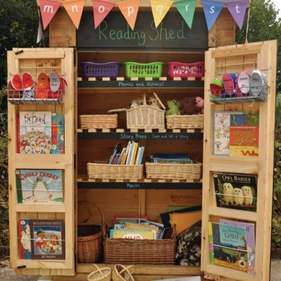 Reading Shed, Reading Shed,EYFS Outdoor storage equipment,School outdoor storage equipment,Outdoor EYFS Roleplay resources,Outdoor roleplay equipment,Children's role play resources,EYFS Equipment, Reading Shed,This Reading Shed will store a wide range of resources to create an exciting and engaging outdoor learning environment. This Reading Shed can be configured with shelves spaced for books or baskets of books, storage space for cushions and beanbags and the capacity to store story props and phonics resou