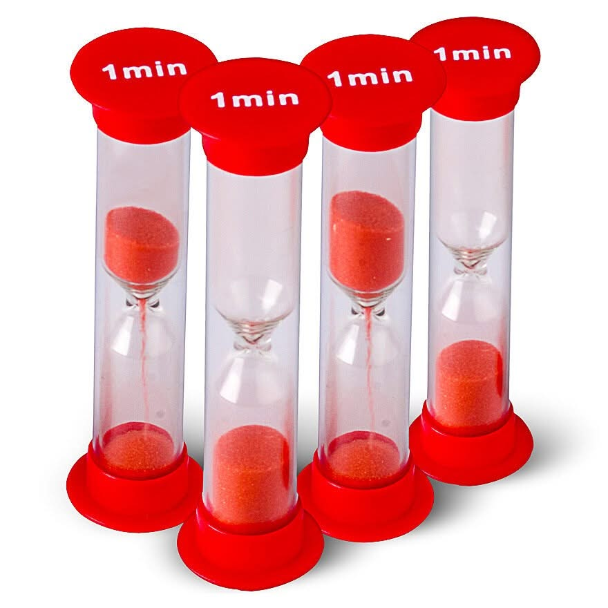 Sand timer mini 1 minute pack of 5, Sand timer mini 1 minute pack of 3,Sand timer,special needs sand timer,sand timer,autism sand timer,school sand timer,school supplies sand timers,asd sand timers,behaviour sand timers, Sand timer mini 1 minute pack of 5,The robust colour-coordinated pack of 1-minute sand timers is an essential tool for any classroom or educational setting. Designed to help children grasp a sense of time, these timers are accurate and reliable. This pack includes 5 sand timers, each of whi