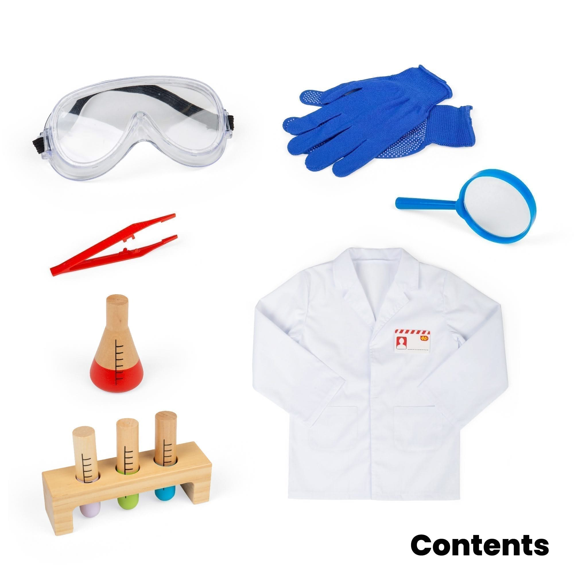 Scientist Dress Up, Scientist Dress Up,fancy dress costumes,children's dress up,children's dress up clothes, Scientist Dress Up,What concoction will be made in the science lab today? Mini scientists can make exciting new discoveries with this fantastic Scientist Kids Fancy Dress Costume. This children’s dressing up clothes set comes with a white lab coat, magnifying glass, ID badge, safety goggles, wooden test tubes in a holder and red tweezers,ScientistWhat concoction will be made in the science lab today?