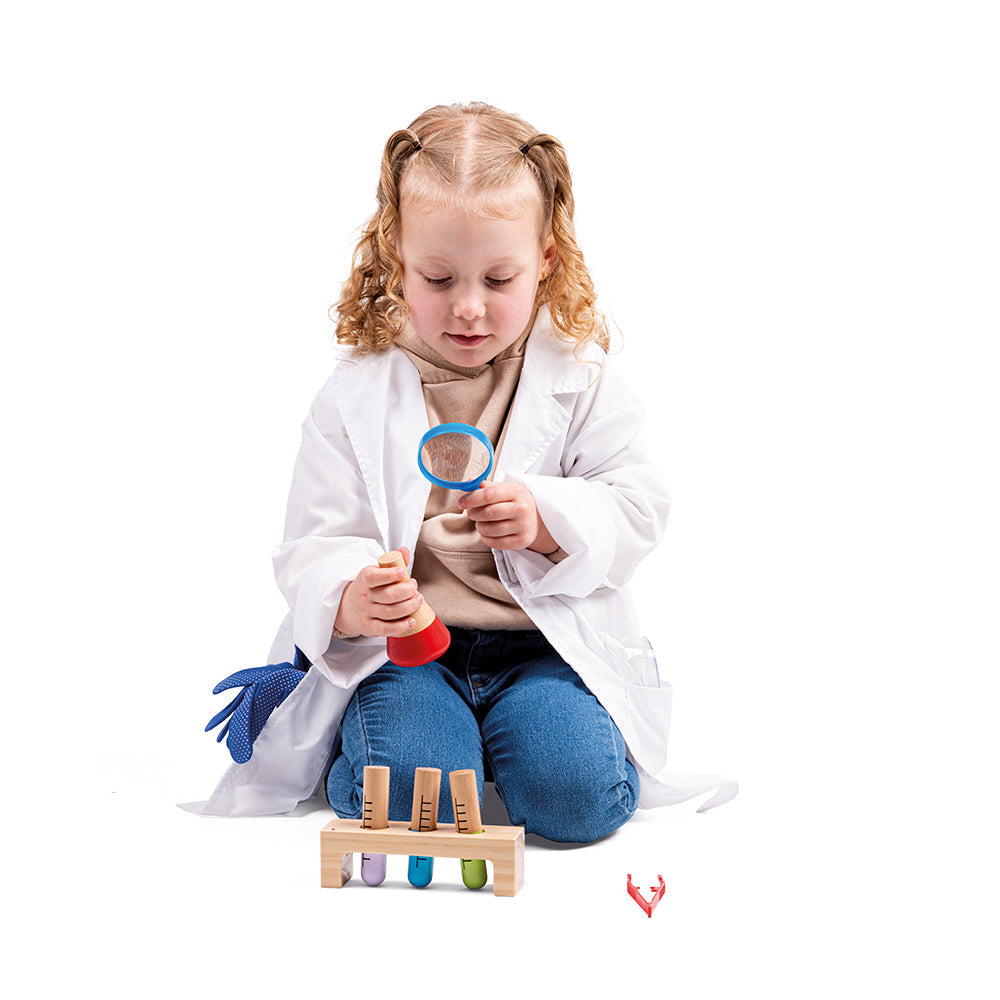 Scientist Dress Up, Scientist Dress Up,fancy dress costumes,children's dress up,children's dress up clothes, Scientist Dress Up,What concoction will be made in the science lab today? Mini scientists can make exciting new discoveries with this fantastic Scientist Kids Fancy Dress Costume. This children’s dressing up clothes set comes with a white lab coat, magnifying glass, ID badge, safety goggles, wooden test tubes in a holder and red tweezers,ScientistWhat concoction will be made in the science lab today?