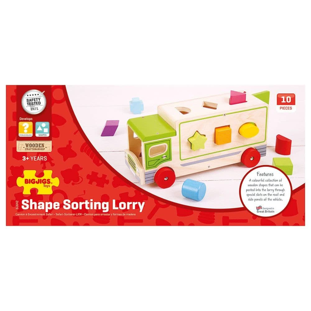 Shape Sorting Lorry, , Shape Sorting Lorry,These brightly coloured wooden shapes can be posted into the Shape Sorting Lorry through special slots on the roof and side panels of the vehicle. Discuss the shapes and colours then post each one through the correct slot. Once the shapes are all inside, make sure the rear tailgate is closed and whizz the lorry along t,ShapeThese brightly coloured wooden shapes can be posted into the Shape Sorting Lorry through special slots on the roof and side panels of the vehic