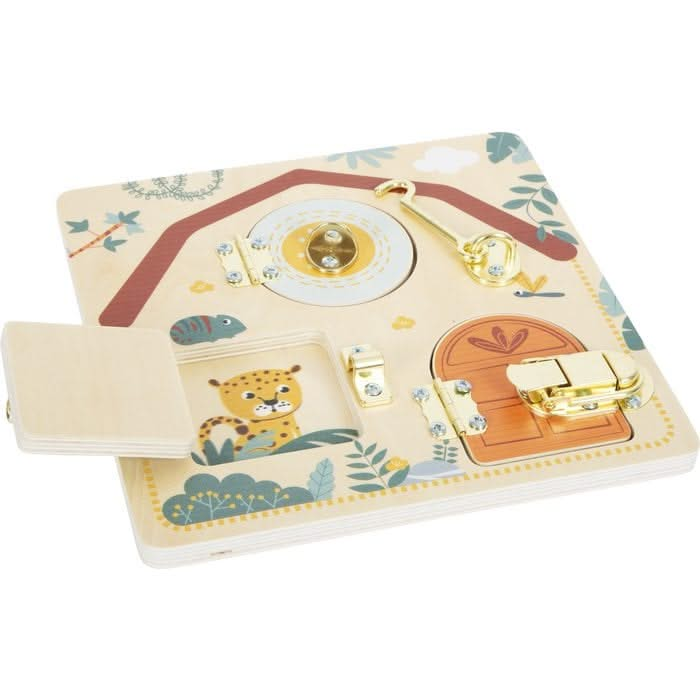 Small Foot Latches and Locks Motor Activity Board, Small Foot Latches and Locks Motor Activity Board,Motor Activity Board,Sensory Latches board,latches toys,fine motor skills board, Small Foot Latches and Locks Motor Activity Board – Unlock, Explore, and Learn Introduce your little one to the exciting world of discovery with the Safari Motor Skills Board. This beautifully crafted wooden activity board is designed to develop fine motor skills, problem-solving, and everyday practical abilities in a fun and en