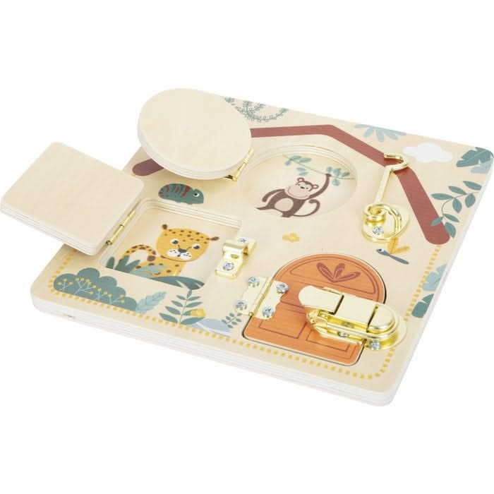 Small Foot Latches and Locks Motor Activity Board, Small Foot Latches and Locks Motor Activity Board,Motor Activity Board,Sensory Latches board,latches toys,fine motor skills board, Small Foot Latches and Locks Motor Activity Board – Unlock, Explore, and Learn Introduce your little one to the exciting world of discovery with the Safari Motor Skills Board. This beautifully crafted wooden activity board is designed to develop fine motor skills, problem-solving, and everyday practical abilities in a fun and en