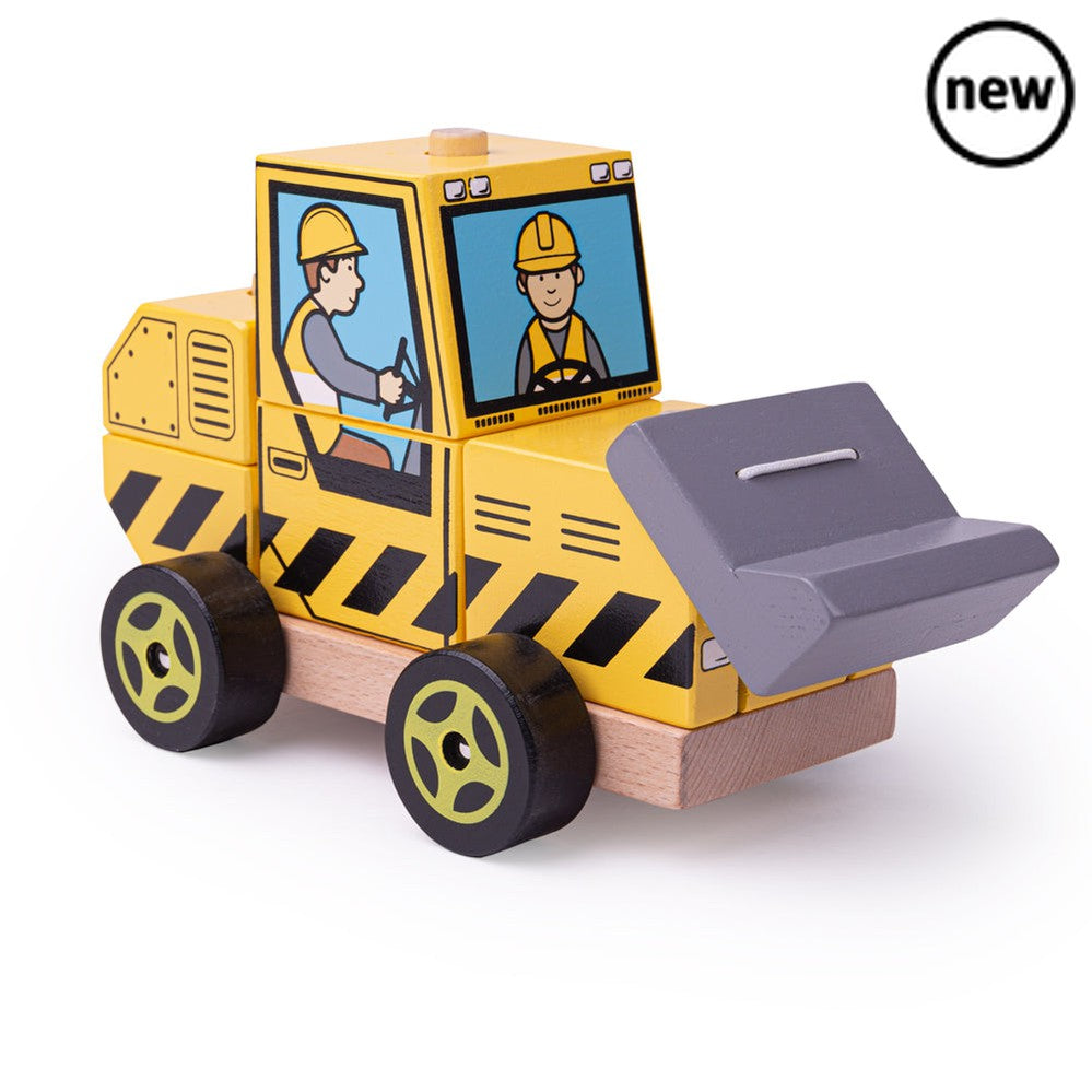 Stacking Bulldozer, Stacking Bulldozer,Bigjigs Stacking Bulldozer,Bigjigs wooden toys, Stacking Bulldozer,Here comes the Bigjigs Toys Stacking Bulldozer! The bright yellow wooden stacking toy is painted with construction-style patterns and features its own bulldozer driver. This push along wooden toy is two toys in one! Develop dexterity and problem-solving skills with this stackingHere comes the Bigjigs Toys Stacking Bulldozer! The bright yellow wooden stacking toy is painted with construction-style patter