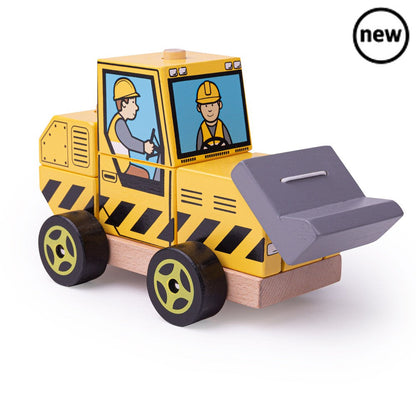 Stacking Bulldozer, Stacking Bulldozer,Bigjigs Stacking Bulldozer,Bigjigs wooden toys, Stacking Bulldozer,Here comes the Bigjigs Toys Stacking Bulldozer! The bright yellow wooden stacking toy is painted with construction-style patterns and features its own bulldozer driver. This push along wooden toy is two toys in one! Develop dexterity and problem-solving skills with this stackingHere comes the Bigjigs Toys Stacking Bulldozer! The bright yellow wooden stacking toy is painted with construction-style patter