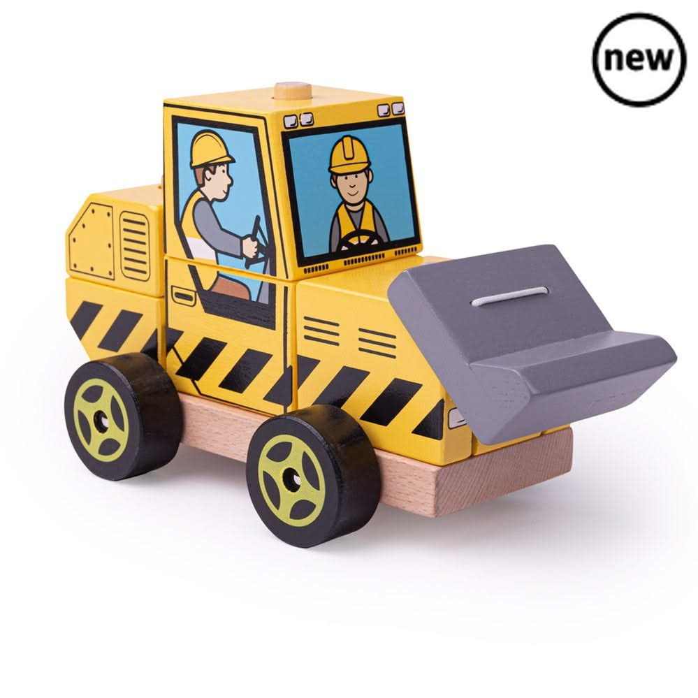 Stacking Bulldozer, Stacking Bulldozer,Bigjigs Stacking Bulldozer,Bigjigs wooden toys, Stacking Bulldozer,Here comes the Bigjigs Toys Stacking Bulldozer! The bright yellow wooden stacking toy is painted with construction-style patterns and features its own bulldozer driver. This push along wooden toy is two toys in one! Develop dexterity and problem-solving skills with this stacking and push along wooden toy. Before this w,StackingHere comes the Bigjigs Toys Stacking Bulldozer! The bright yellow wooden stac