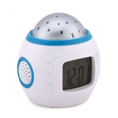 Star Projection Alarm Clock, Star Projector Alarm Clock,Star Projection Alarm Clock,colour changing light,colour changing sensory light,sensory lights,sensory lighting, Star Projection Alarm Clock,A starry night light and alarm clock in one, this multi function clock helps you to drop off to sleep and wakes you up in the morning too! Just the right size to fit onto your bedside table, this digital alarm clock displays the time, date and your room temperature and fills your room with colourful star projectio