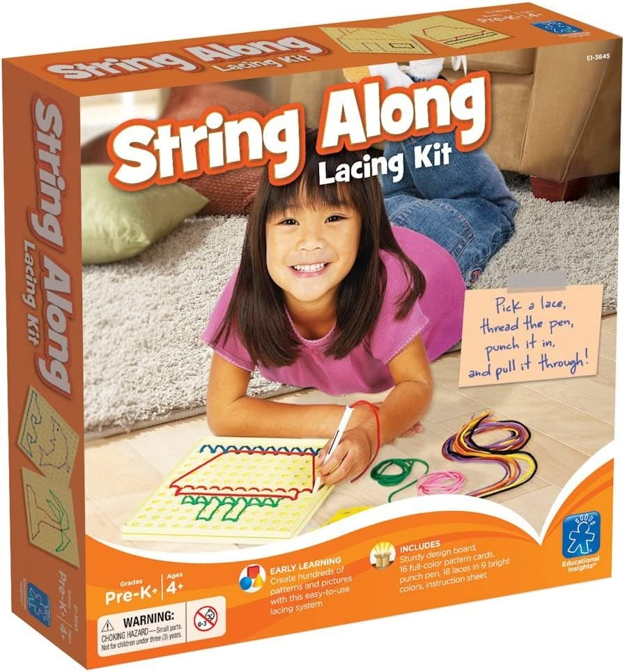 String along lacing kit, String along lacing kit,lacing toys,fine motor skills toys and games,toys to help fine motor skills,lacing board,lacing game, String Along Lacing Kit – A Creative & Engaging Way to Develop Fine Motor Skills Let imagination and creativity take centre stage with the String Along Lacing Kit, a hands-on activity set that combines fun, learning, and skill development. Whether children are freestyling their own colourful designs or following the vibrant pattern cards, this String along la