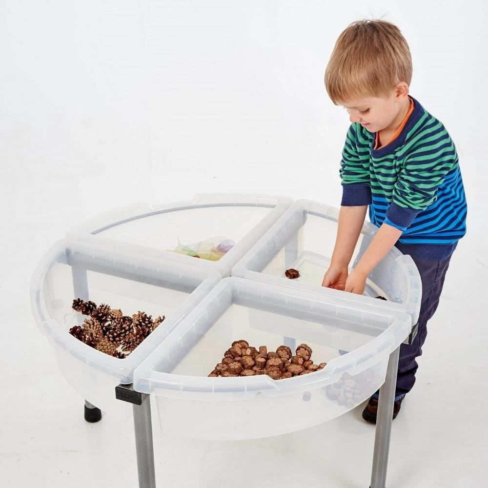 TickiT Exploration Circles Set Clear, TickiT Exploration Circles,Exploration Circle Set Clear Trays,childrens water tray table,childrens sand and water tray table,school water table,sensory play table, TickiT Exploration Circles Set Clear,Our TickiT Exploration Circles Set offer a great way for your child to play, examine and explore a range of different tactile materials, objects and natural treasures. The 4 quadrant trays come in a clear design.The TickiT Exploration Circles can be filled with a variety o