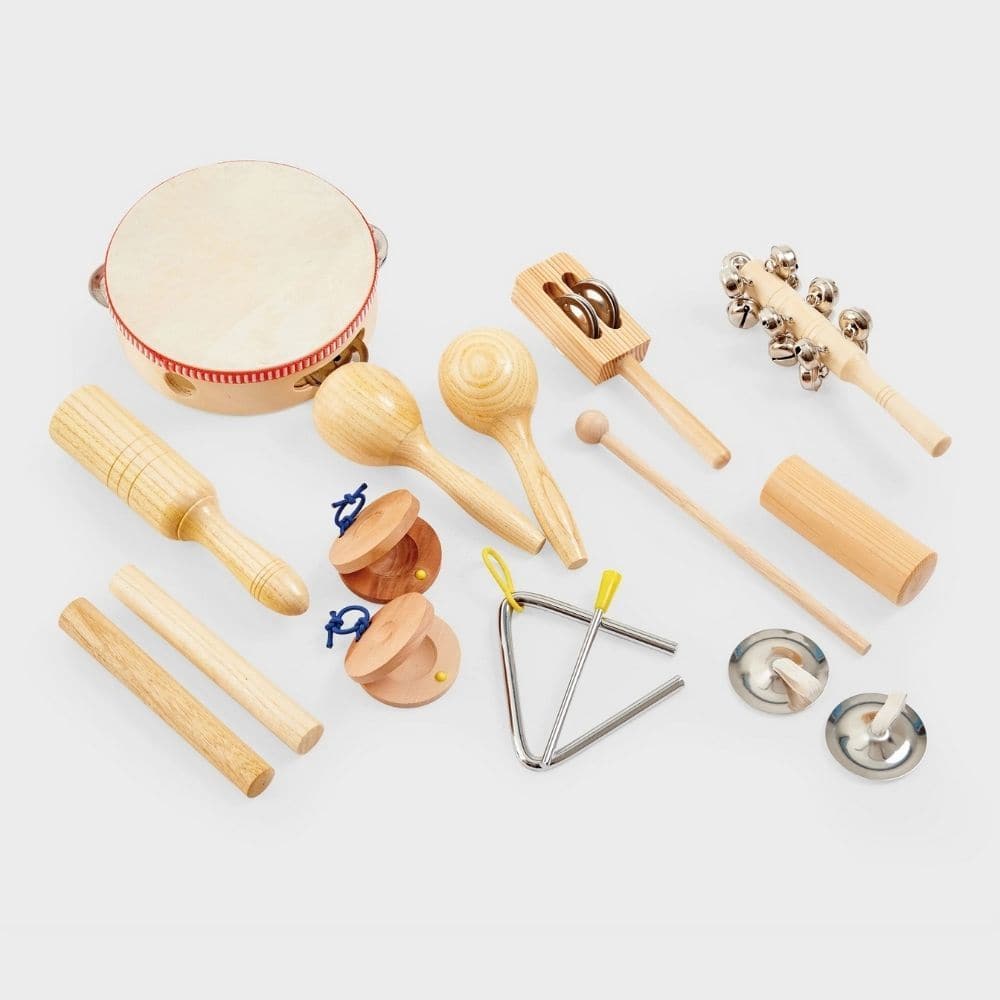 TickiT Percussion Set, TickiT Percussion Set,10 piece Band Percussion Set,children's Percussion Set,early years music set,musical instruments for children,musical toys,children's Percussion Set,sensory music set,sensory music hamper,sensory music kit, TickiT Percussion Set,Introducing the TickiT® Percussion Set, the perfect starter kit for anyone looking to explore the world of rhythmic sounds. This set of 10 different percussion instruments is sure to ignite your musical creativity and keep you entertained