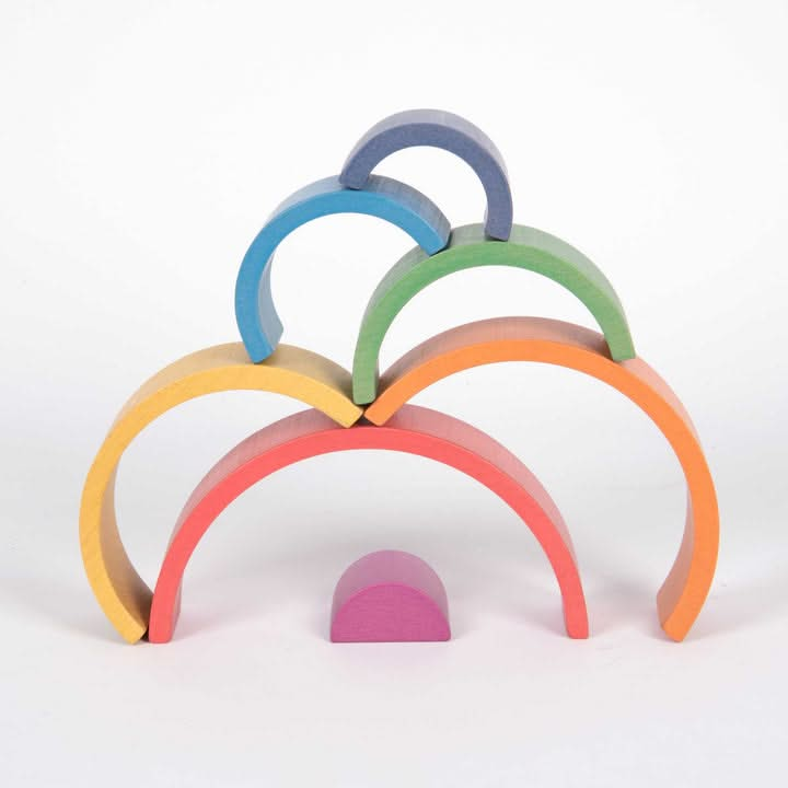 TickIt Rainbow Architect Arches, TickIt Rainbow Architect Arches,Rainbow wooden play resources, Rainbow natural play resources,Heuristic Play babies,baby Heuristic Play,toddler Heuristic Play,Heuristic Play resources,Heuristic Play ideas, TickIt Rainbow Architect Arches,TickiT® Rainbow Architect Arches: Inspire Endless Creative Play The Rainbow Architect Arches set is crafted from smooth, solid beechwood in seven vibrant rainbow colours. This nesting set, featuring a solid 3D semicircle as the inner block, 