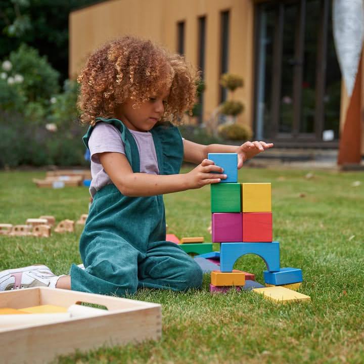 TickiT Rainbow Wooden Jumbo Block Set, TickiT Rainbow Wooden Jumbo Block Set, Wooden block set, Children's wooden building blocks, Large building blocks toys, EYFS Toys, TickiT Rainbow Wooden Jumbo Block Set,The TickiT® Rainbow Wooden Jumbo Block Set is a beautifully crafted collection of 54 wooden blocks, combining the natural charm of wood with vibrant rainbow colours. Each block is crafted from smooth, solid rubberwood and designed with traditional shapes, making this set perfect for safe, hands-on const