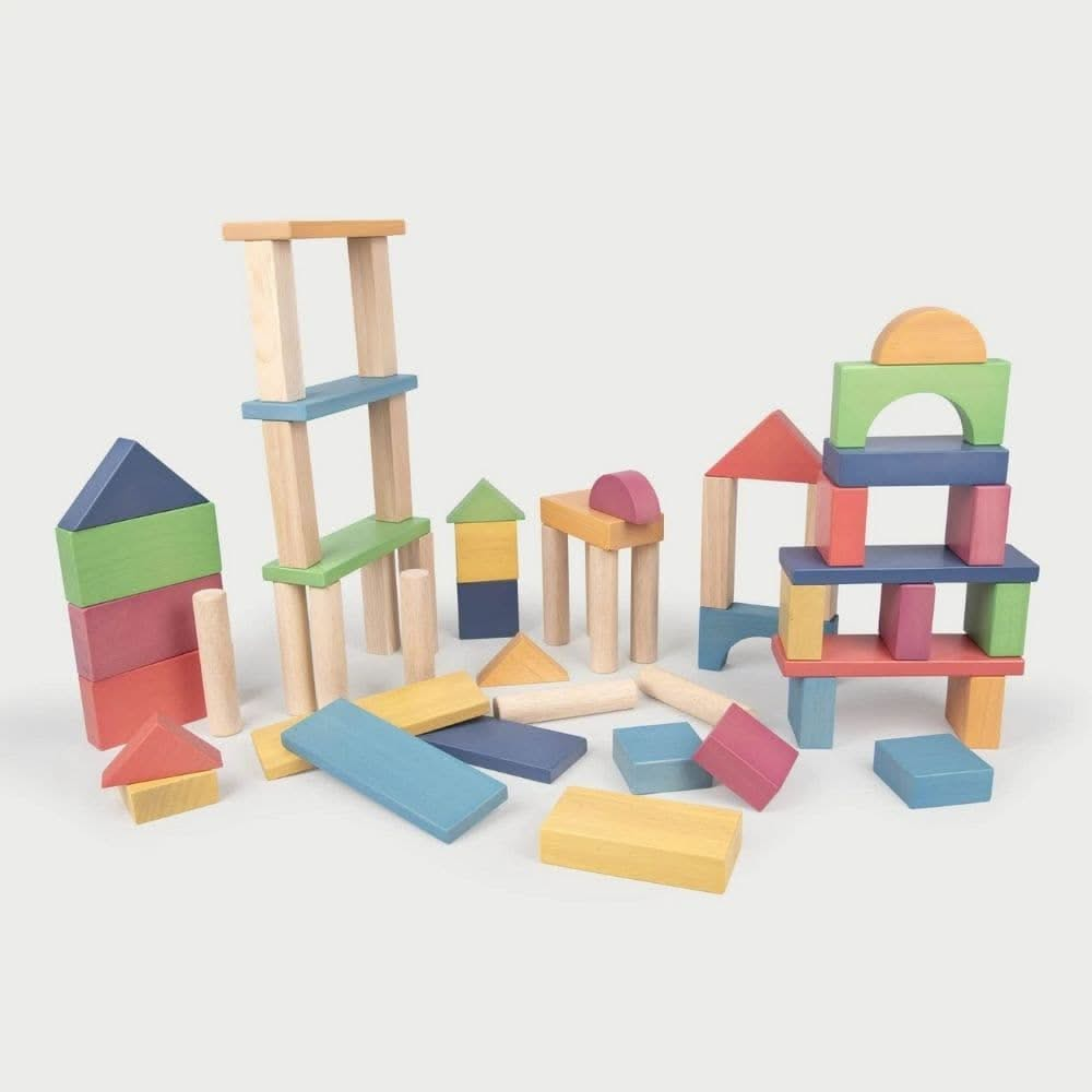 TickiT Rainbow Wooden Jumbo Block Set, TickiT Rainbow Wooden Jumbo Block Set, Wooden block set, Children's wooden building blocks, Large building blocks toys, EYFS Toys, TickiT Rainbow Wooden Jumbo Block Set,The TickiT® Rainbow Wooden Jumbo Block Set is a beautifully crafted collection of 54 wooden blocks, combining the natural charm of wood with vibrant rainbow colours. Each block is crafted from smooth, solid rubberwood and designed with traditional shapes, making this set perfect for safe, hands-on const