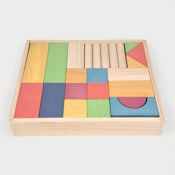 TickiT Rainbow Wooden Jumbo Block Set, TickiT Rainbow Wooden Jumbo Block Set, Wooden block set, Children's wooden building blocks, Large building blocks toys, EYFS Toys, TickiT Rainbow Wooden Jumbo Block Set,The TickiT® Rainbow Wooden Jumbo Block Set is a beautifully crafted collection of 54 wooden blocks, combining the natural charm of wood with vibrant rainbow colours. Each block is crafted from smooth, solid rubberwood and designed with traditional shapes, making this set perfect for safe, hands-on const