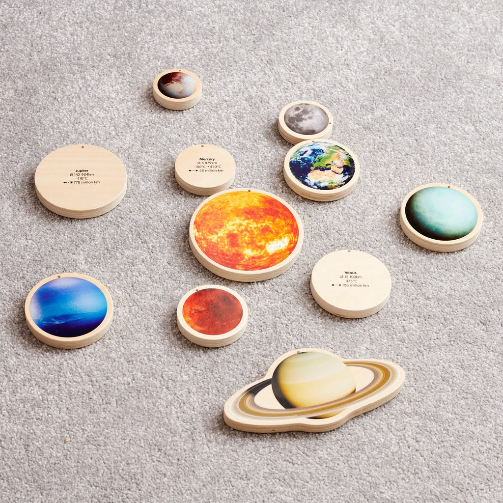 TickiT Wooden Solar System Discs, TickiT Wooden Solar System Discs, TickIT Wooden play resources, TickIT discount code,Space resources, EYFS Space resources, Freckled frog play resources, EYFS play resources, TickiT Wooden Solar System Discs,Explore our TickiT® Wooden Solar System Discs and voyage into an exciting galaxy far away! The smooth rounded plywood Wooden Solar System Discs are ideal for small hands, making them tactile and easy to grip, rotate and examine. The Wooden Solar System Discs are a great