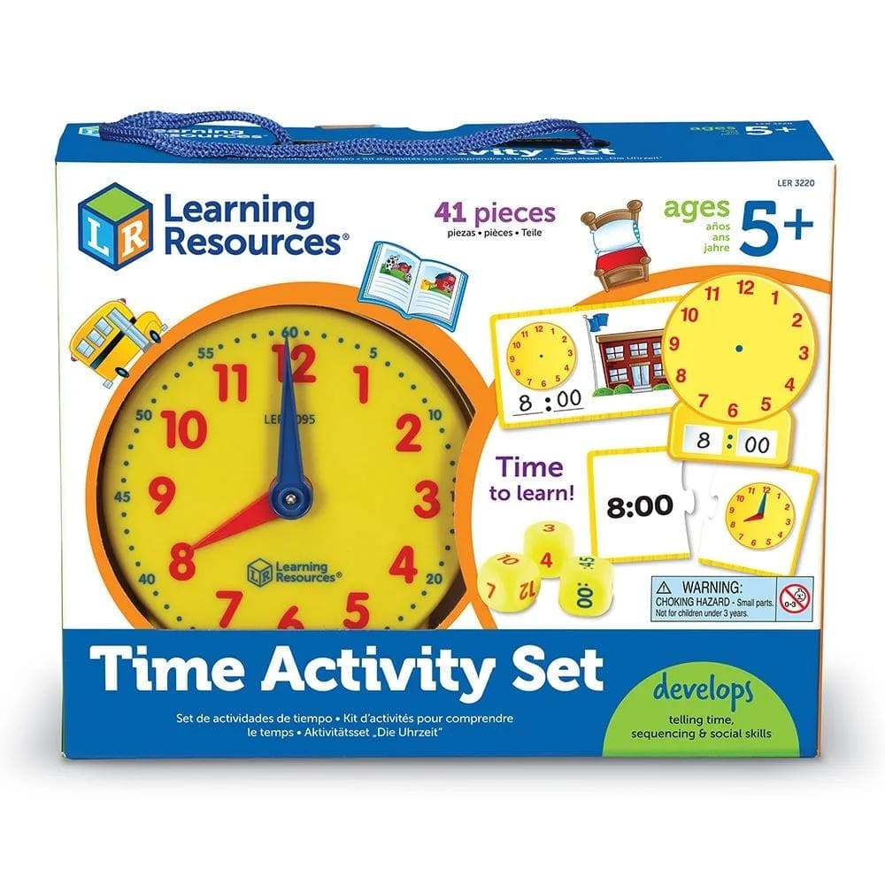 Time Activity Set, Time Activity Set, Learning Resources Time Activity Set,Classroom timers, Time telling resources, learn to tell the time resources, EYFS time resources, ks1 time resources, Time Activity Set,The Time Activity Set helps young learners to master time telling with these fun, hands-on activities and teaching resources. It’s time to learn all about time. Help your class build time-telling skills with this classroom-ready activity set that’s ideal for small group play.The Time Activity Set help