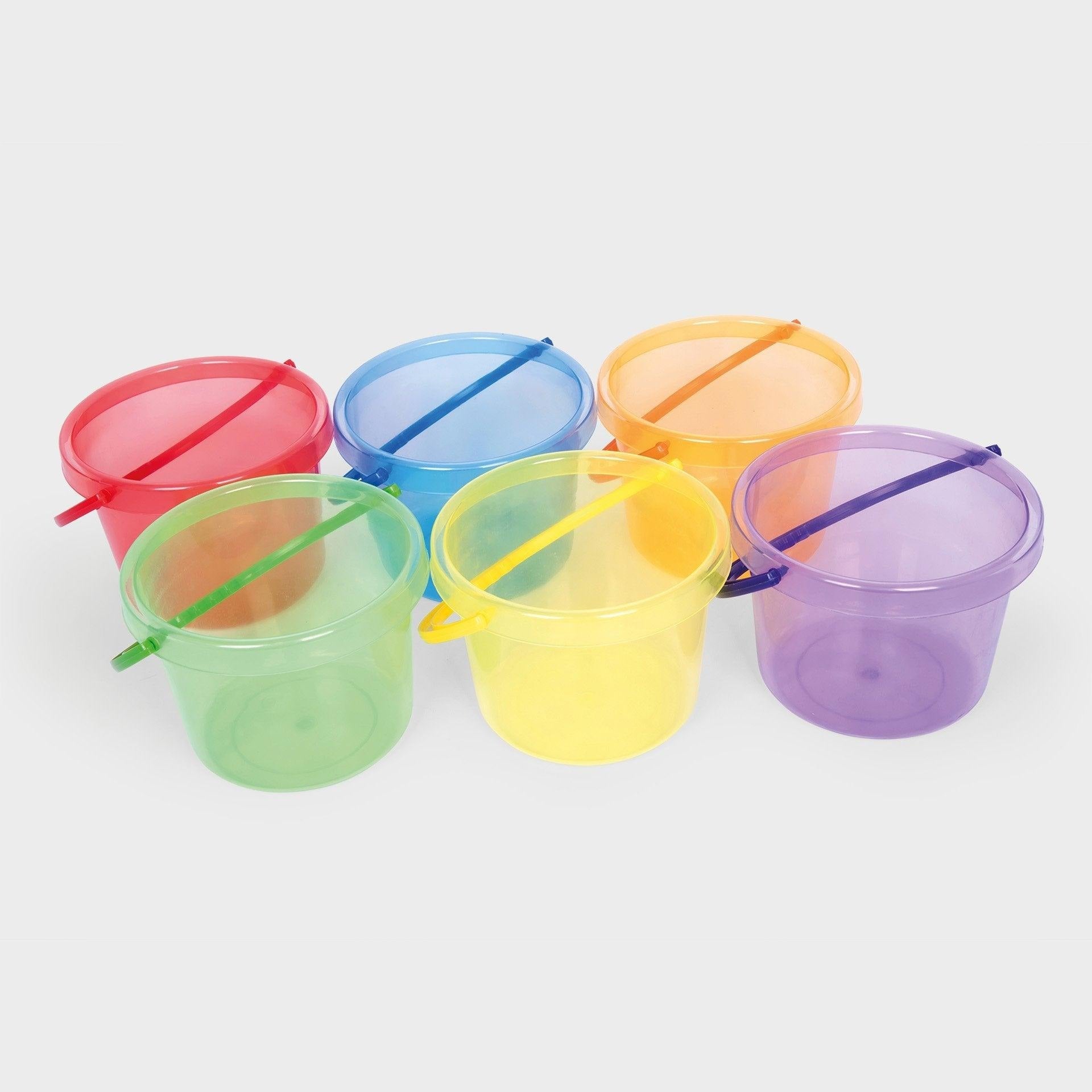 Translucent Colour Bucket Set 6 Pack, Translucent Colour Bucket Set,6 Pack Translucent Colour Bucket Set,TICK IT COLOUR BUCKETS,Light panel resources,sensory light panel resources,light box resources,Sensory light box resources toys, Translucent Colour Bucket Set 6 Pack,Our TickiT® Translucent Colour Bucket Set will provide your child with endless fun as they are the perfect size for little hands to stack and carry them. The Translucent Colour Bucket Set is ideal for messy play, exploring sand and water pla