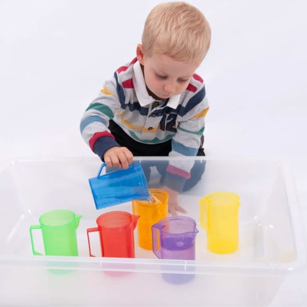 Translucent Colour Jug Set Set of 6, 6 Pack Translucent Colour Jug Set,Translucent light panel toys Set.Light panel sensory resources,sensory light panel resources,light box resources,classroom Sensory light box resources toys, Translucent Colour Jug Set Set of 6,Discover a World of Learning and Fun with Our TickiT® Translucent Colour Jug Set! Introduce your child to the fascinating world of colours, measurements, and tactile experiences with our TickiT® Translucent Colour Jug Set. Designed with young learn