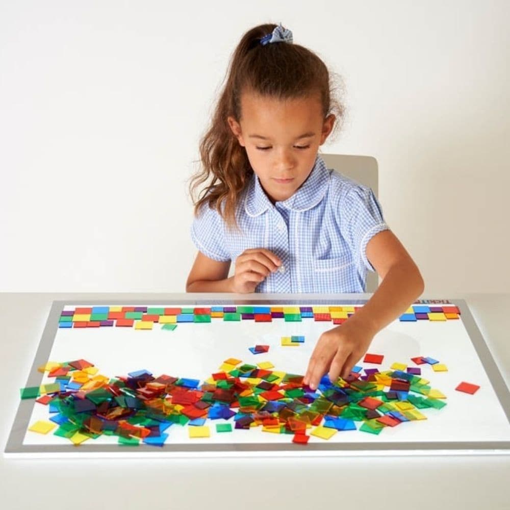 Translucent Colour Squares - Pk300, Translucent Colour Squares - Pk300, Transparent colour sensory resources,sensory resources, transparent learning resources,Edex sensory toys,Edex educational toys,Children's sensory toys,Childrens educational toys, Translucent Colour Squares - Pk300,Introducing the Translucent Colour Squares, the perfect addition to your child's learning activities! These clear square tiles come in six vibrant colors, making them ideal for counting, sorting, pattern-making, and color reco