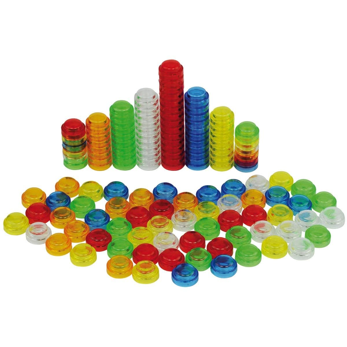 Translucent Stackable Counters 500 Piece, Translucent Stackable Counters 500 Piece,Transparent Numbers,light panel resources,light exploration primary school,primary school resources,light and sound resources for schools, Translucent Stackable Counters 500 Piece,The Translucent Stackable Counters set, with 500 colourful acrylic pieces, is a versatile resource for developing essential early skills. These stackable counters come in six vibrant colours, making them ideal for counting, sorting, sequencing, and 