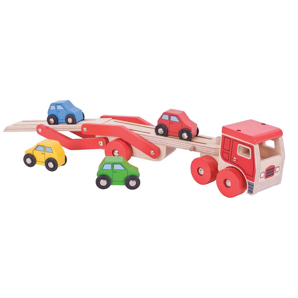 Transporter Lorry, Transporter Lorry,Wooden toys,Traditional wooden toy cars lorries,bigjigs ball fall,bigjigs toys,traditional wooden toys,childrens wooden toys,durable wooden toys,educational wooden toys, Transporter Lorry,This wooden Transporter Lorry Toy helps to develop kids’ dexterity and coordination as they play. It carries a load of four colourful wooden cars (which slot nicely onto the trailer) and is safe for little hands to play with. The toy car transporter lorry’s upper deck can be easilyThis 