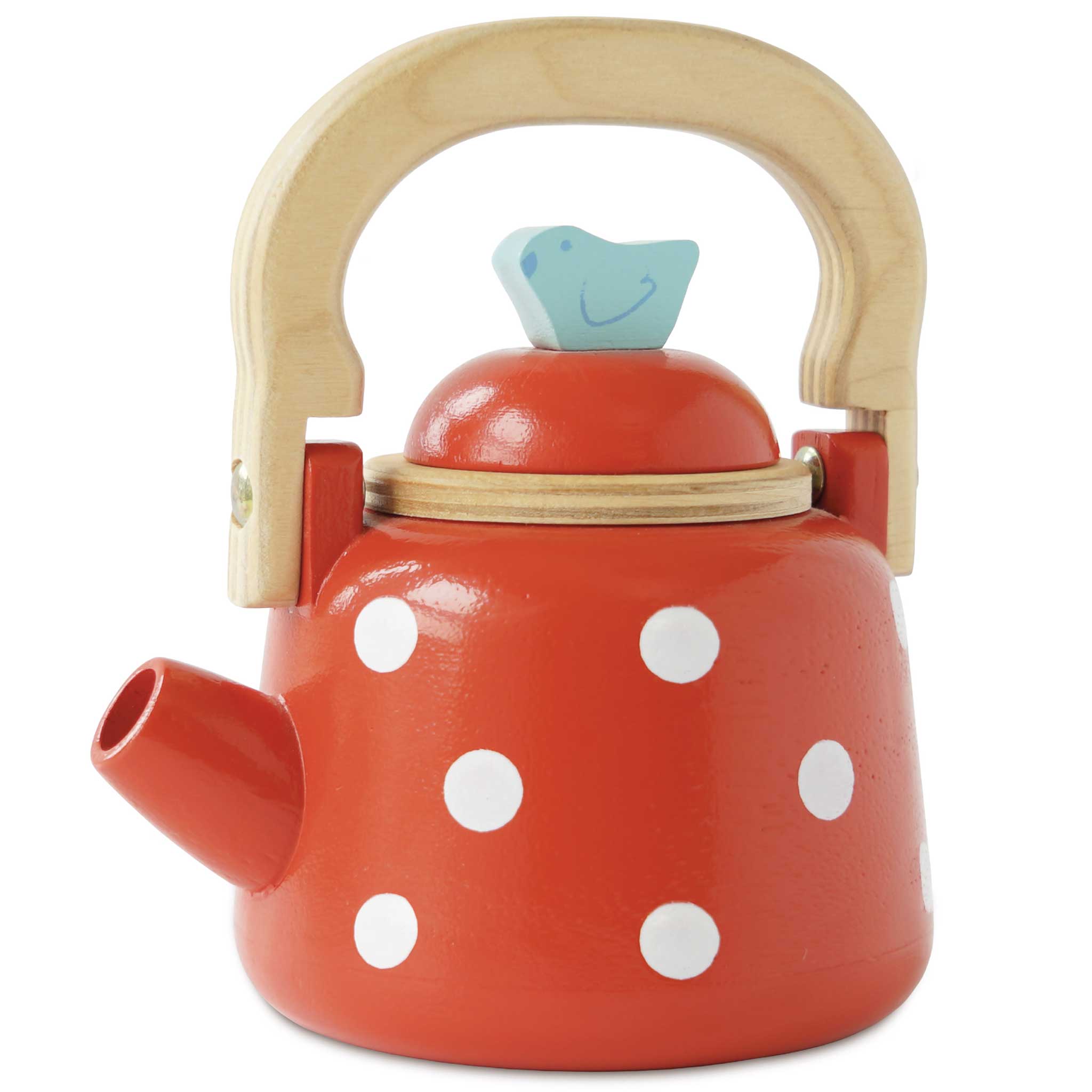 Vintage Dotty Wooden Kettle, Vintage Dotty Wooden Kettle,Pretend play,pretend play kitchen toys,kitchen toys,pretend play household,children's imaginative play ideas, Vintage Dotty Wooden Kettle,Vintage Dotty Wooden Kettle Serve a delightful traditional cuppa with this charming Vintage Dotty Wooden Kettle. Styled in a bold red with playful white polka dots, this beautifully crafted wooden kettle will spark imaginations and bring endless joy to little hosts. Perfect for interactive tea parties with friends, 