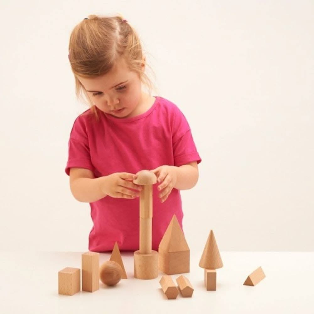 Wooden Geometric Solids - Pk15, Wooden Geometric Solids - Pk15,Geometric shapes,Reception and KS1 geometry resources,geometry resources EYFS, Wooden Geometric Solids – 15-Piece Set for Hands-On Learning The Wooden Geometric Solids set is an essential educational resource to enhance shape recognition, spatial awareness, and mathematical understanding. Made from smooth, durable hardwood, this 15-piece set provides a hands-on approach to exploring the properties and attributes of 3D geometric shapes. Wooden Ge