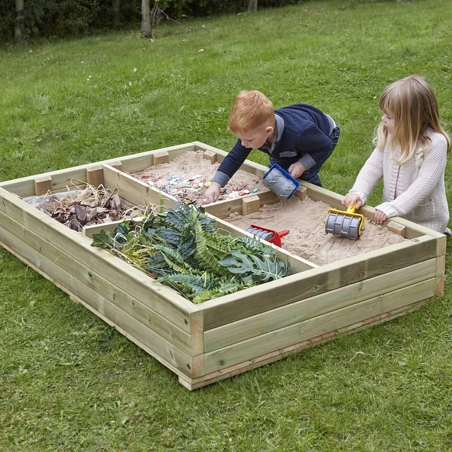 Wooden Sand Pit Planter, Wooden Sand Pit Planter,Children's wooden sand pit,outdoor sand pit,Early years outdoors sand pit,school sandpit,outdoor exploration for children,childrens outdoor play ideas, Wooden Sand Pit Planter,The Wooden Sand Pit Planter four-compartment Wooden Digging Box offers hours of creative fun! If your school has aspiring young gardeners, this is the perfect product to help aid their learning. Watch as children dig, shovel, move and feel materials to aid their early years' education. 