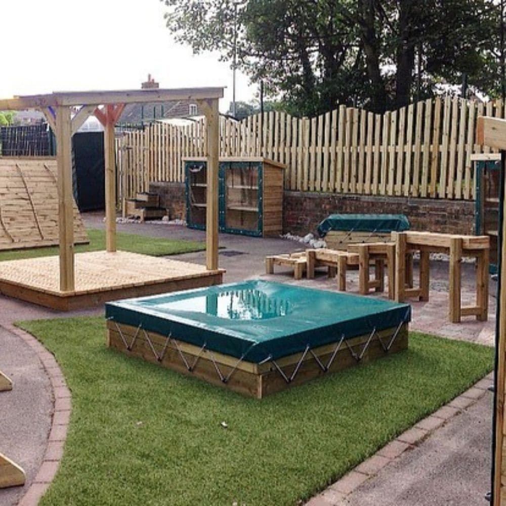 Wooden Sandpit with PVC Cover, Wooden Sandpit with PVC Cover,Standing Square Sandbox,Millhouse sand pits,Children's wooden sand pit,outdoor sand pit,Early years outdoors sand pit,school sandpit,outdoor exploration for children,childrens outdoor play ideas, Wooden Sandpit with PVC Cover,This outdoor wooden sandpit is a great addition for any school playground, nursery or garden. Children can dig, build and sieve the sand to learn values of textures and weights and measures.The Wooden Sandpit with PVC Cover i