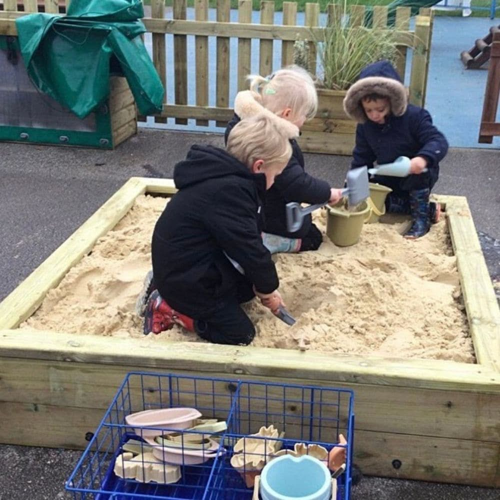 Wooden Sandpit with PVC Cover, Wooden Sandpit with PVC Cover,Standing Square Sandbox,Millhouse sand pits,Children's wooden sand pit,outdoor sand pit,Early years outdoors sand pit,school sandpit,outdoor exploration for children,childrens outdoor play ideas, Wooden Sandpit with PVC Cover,This outdoor wooden sandpit is a great addition for any school playground, nursery or garden. Children can dig, build and sieve the sand to learn values of textures and weights and measures.The Wooden Sandpit with PVC Cover i