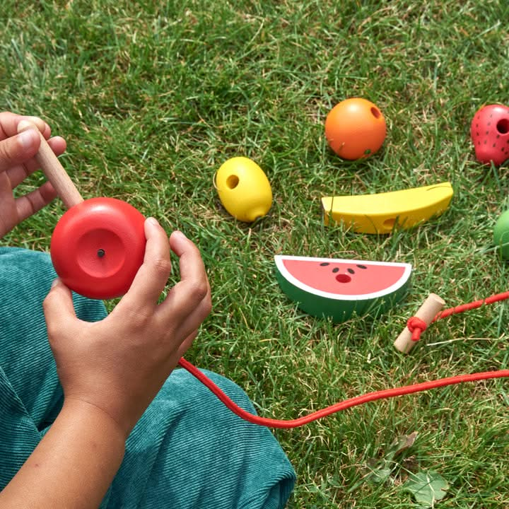 Wooden Threading Fruits 24 Pack, Wooden Threading Fruits 24 Pack, Numeracy educational materials, children's educational learning resources, children's learning materials, teaching resources for children, Wooden Threading Fruits 24 Pack,The Wooden Threading Fruits are perfect for promoting hand-eye and sequencing skills. Large, wooden pieces of fruit easy enough for small hands to manipulate. The Wooden Threading Fruits set is excellent for developing fine motor skills as well as sorting, matching and seque