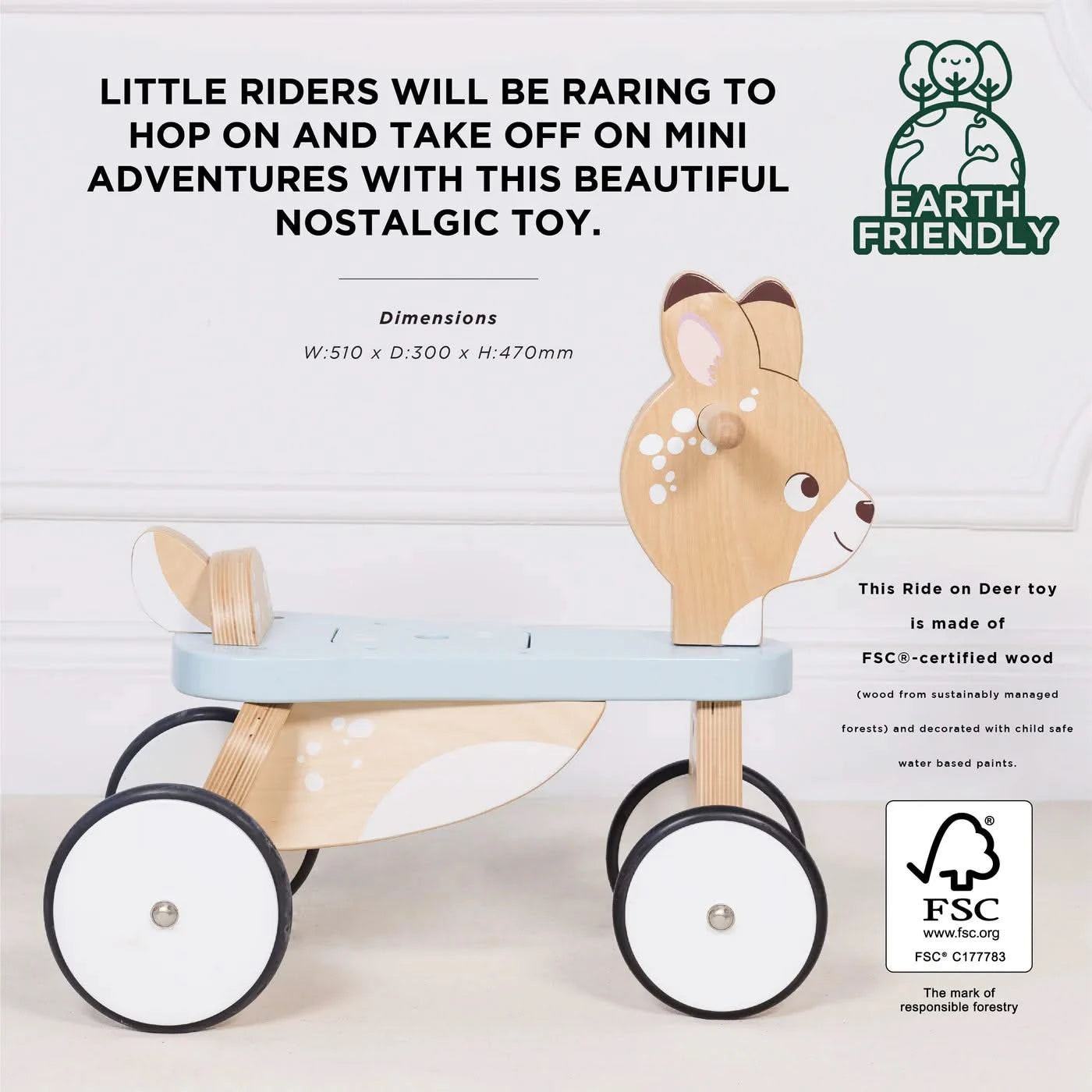 Woodland Ride-On Deer, Woodland Ride-On Deer,Childrens ride on trikes,Bigjigs discount codes, Woodland Ride-On Deer – A Timeless Adventure Companion! Let little explorers hop on and ride away with the Woodland Ride-On Deer, a beautifully crafted wooden ride-on toy designed for mini adventures and active play. With its nostalgic charm, sturdy structure, and pastel-painted deer design, this timeless toy makes a delightful addition to any playroom. Perfect for little riders, this ride-on is more than just a fu