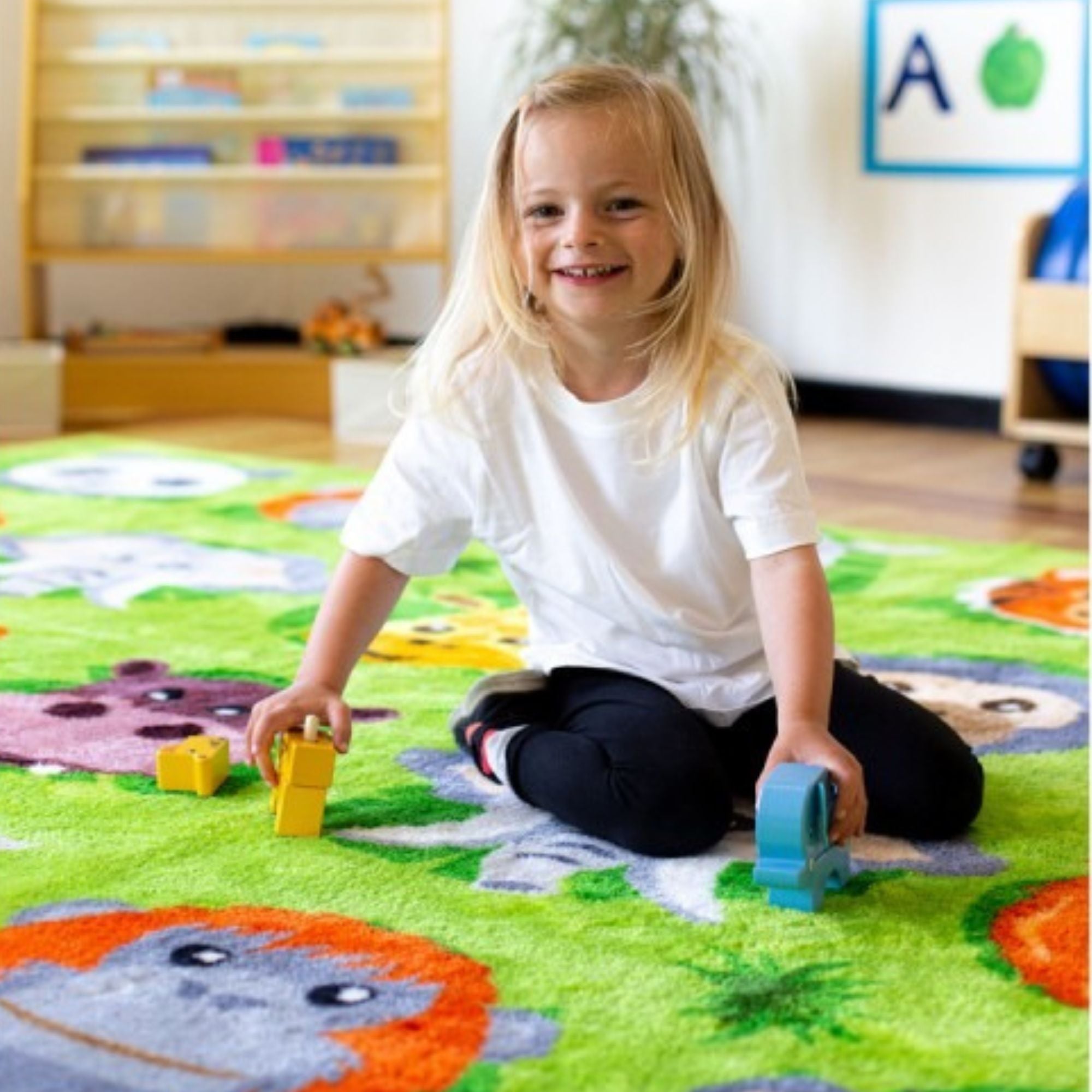 Zoo Conservation Large Carpet, Zoo Conservation Large Carpet, Animal themed carpet,Educational carpets,Children's carpets,children's story time carpets and cushions,classroom carpets,primary school carpets and rugs, Zoo Conservation Large Carpet,This Zoo Conservation Large Carpet has a thick and soft carpet which features 30 wild animal placement areas designed to seat a full class. The Zoo Conservation Large Carpet has a heavy duty pile which ensures it will withstand heavy wear and the safe anti-slip back